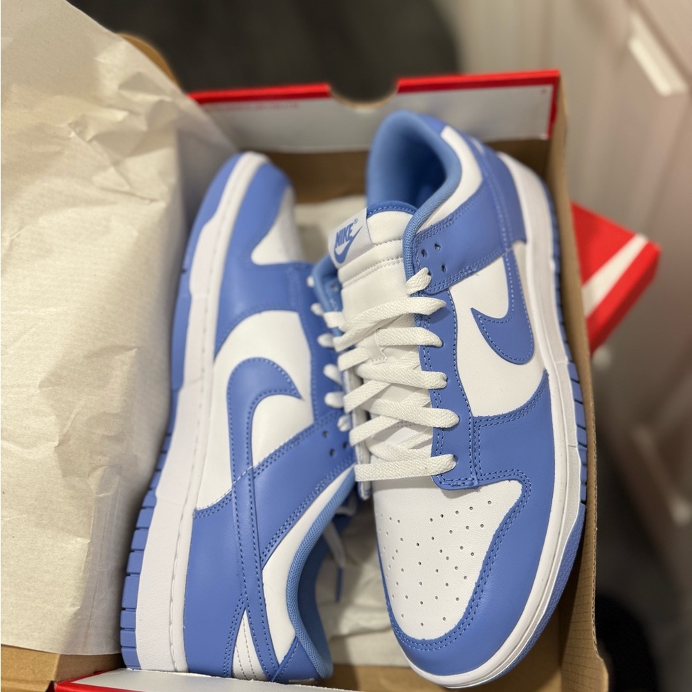 Nike Dunk Low White and University Blue Sneakers Size 12M